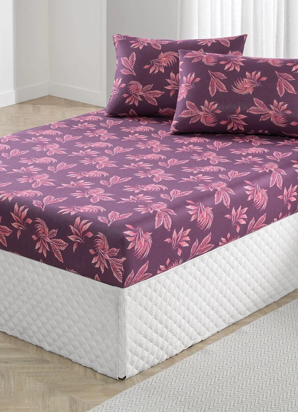 Portallar - Jogo de Cama Folhas Bordô Solteiro 2 Peças