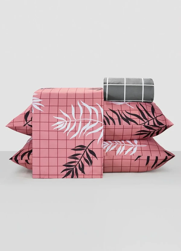 Mundo Lar - Jogo de Cama Folhas Rosa Solteiro 3 Peças 3