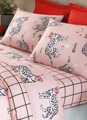 Mundo Lar - Jogo de Cama Leopardo Rosa Solteiro 3 Peças - MUNDO LAR