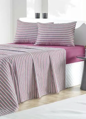 Mundo Lar - Jogo de Cama 150 Fios Listras Solteiro 3 Peças - MUNDO LAR