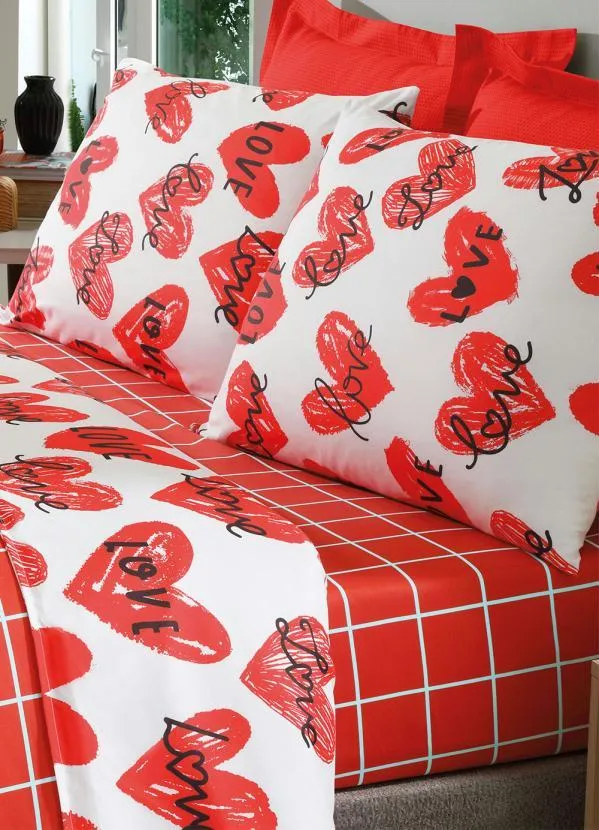 Mundo Lar - Jogo de Cama Love Vermelho Solteiro 3 Peças 3