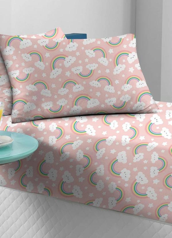 Portallar - Jogo de Cama Malha Arco Íris Solteiro 2 Peças 2