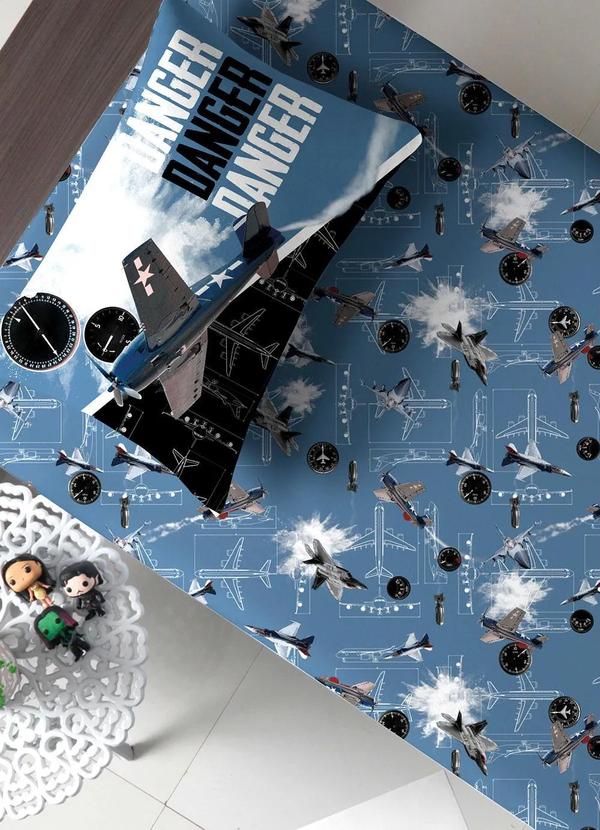 Portallar - Jogo de Cama Malha Avião Solteiro 2 Peças 2