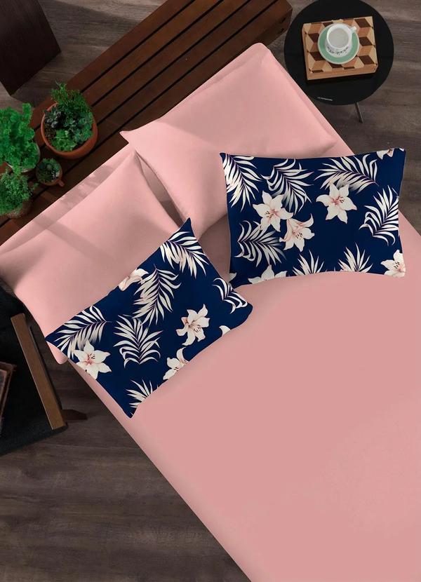 Portallar - Jogo de Cama Malha Rosa Solteiro 2 Peças