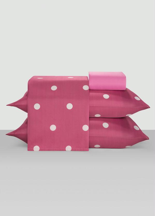 Mundo Lar - Jogo de Cama Poá Pink Solteiro 3 Peças 2