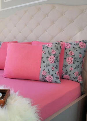 Lar e Lazer - Jogo de Cama Queen Rosa 3 Peças - LAR E LAZER