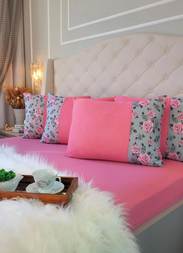 Lar e Lazer - Jogo de Cama Queen Rosa 3 Peças