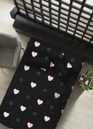 Portallar - Jogo de Cama Solteiro Corações 2 Peças - PORTALLAR
