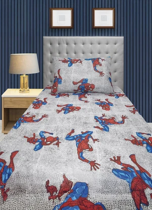 Portallar - Jogo de Cama Solteiro Disney Spider Man/Cinza - PORTALLAR