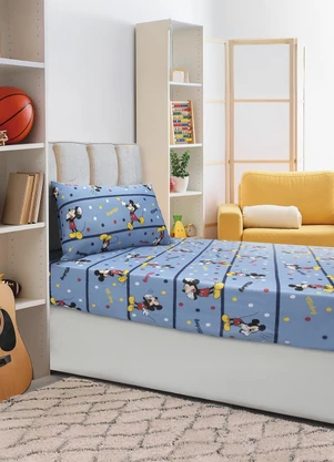 Portallar - Jogo de Cama Solteiro Estampado/Mickey 2 Peças - PORTALLAR