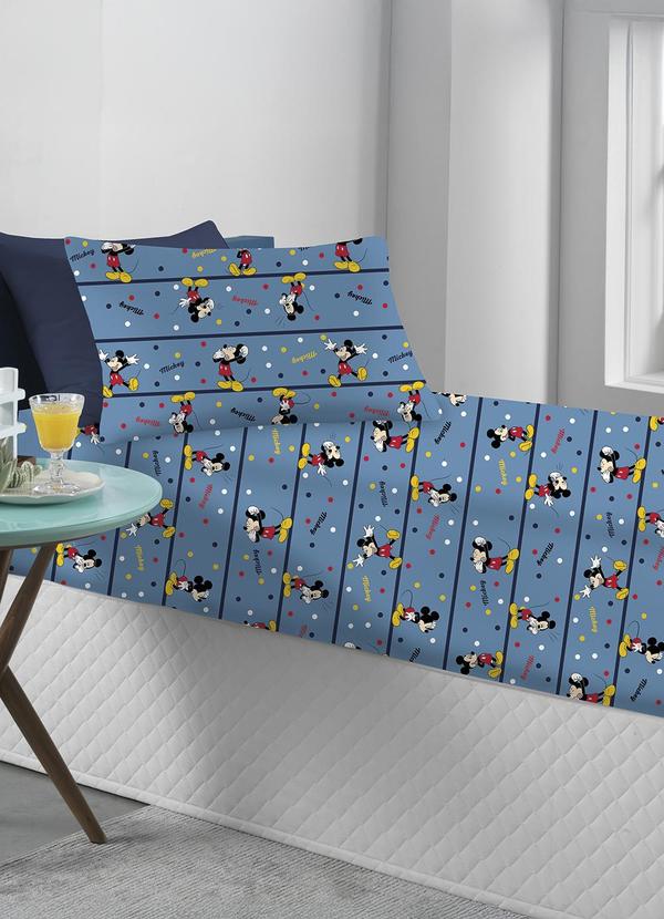 Jogo de Cama Solteiro (Estampado/Mickey) 2 Pe�as