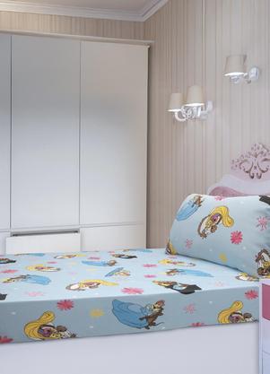 Jogo de Cama Solteiro (Estampado/Princesas) 2pe�as
