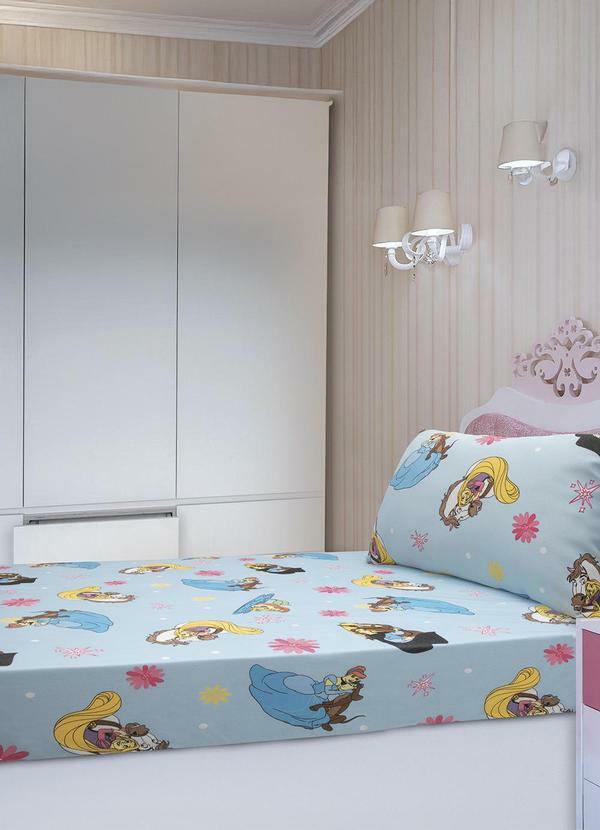 Jogo de Cama Solteiro (Estampado/Princesas) 2pe�as