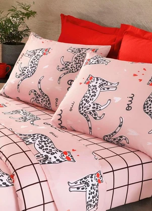 Rovi Home - Jogo de Cama Solteiro Leopardo 3 Peças Rosa - ROVI HOME