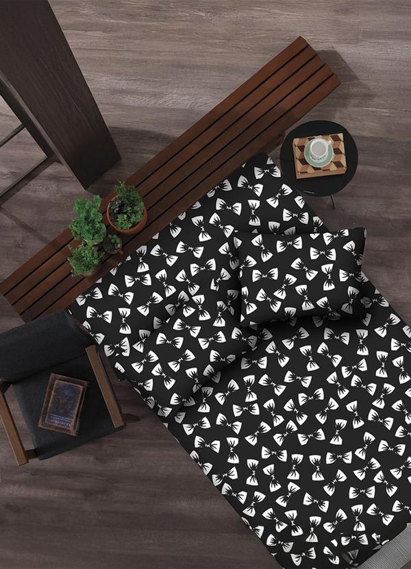 Jogo de Cama Solteiro (Preto/La�os) 2 Pe�as