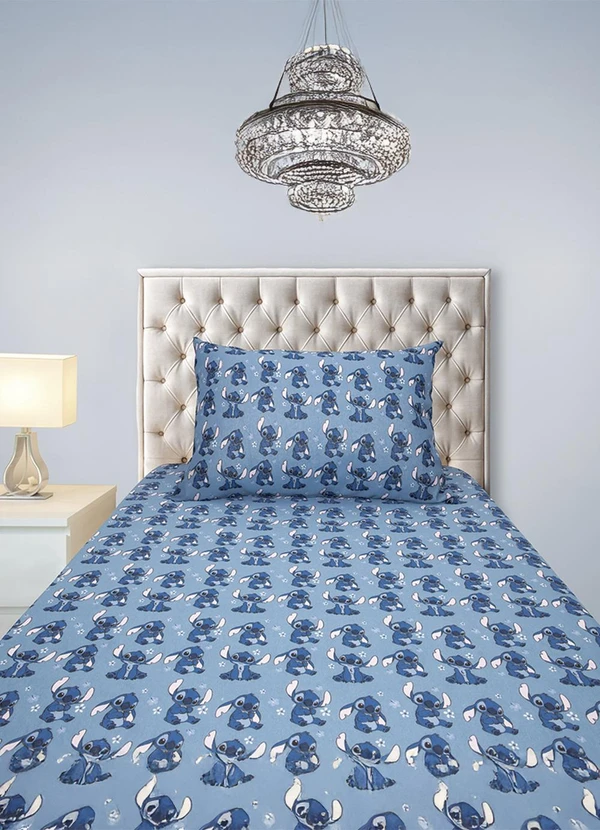 Portallar - Jogo de Cama Solteiro Stitch/Blue 2 Peças 2