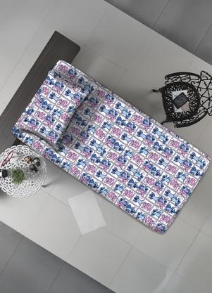 Jogo de Cama Solteiro (Stitch/Quadros) 2 Pe�as