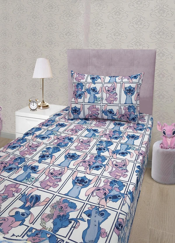 Portallar - Jogo de Cama Solteiro Stitch/Quadros 2 Peças 2