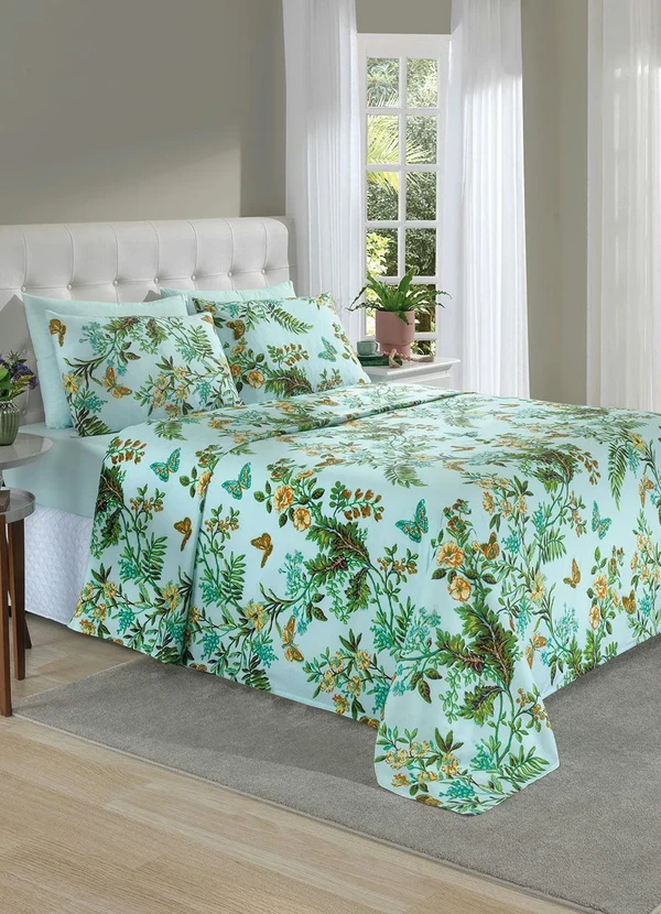 Mundo Lar - Jogo de Cama Verde Solteiro 3 Peças