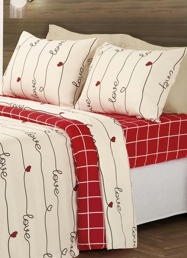 Mundo Lar - Jogo de Cama Vermelho Solteiro 3 Peças 2