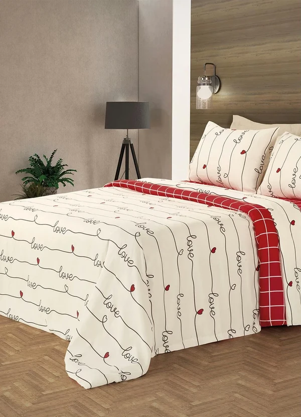 Mundo Lar - Jogo de Cama Vermelho Solteiro 3 Peças 4