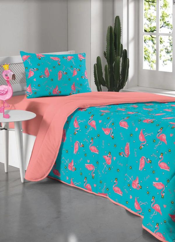 Portallar - Jogo de Cama Malha Flamingo Solteiro 2 Peças 2