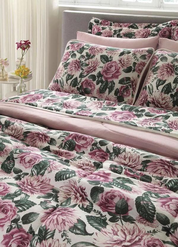 Sul Brasil - Jogo de Cama Malha Floral Solteiro 3 Peças 2