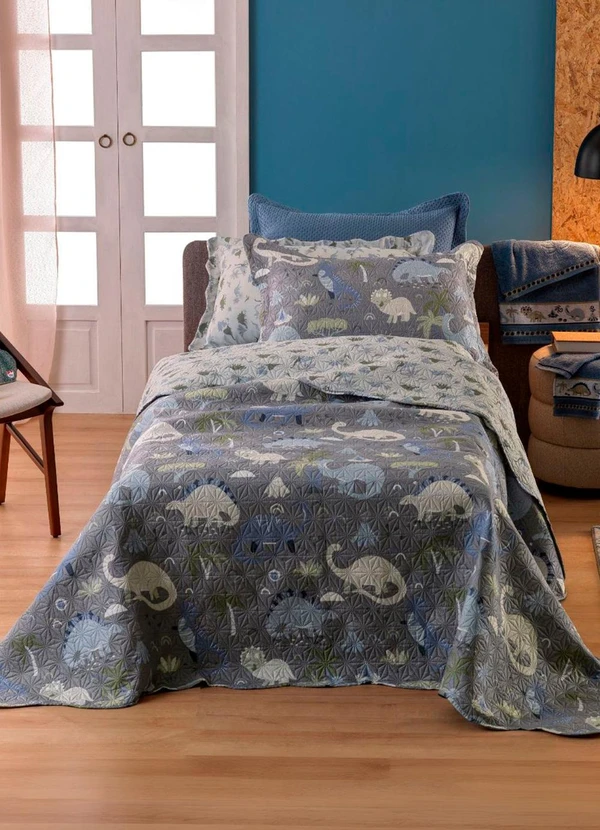 Rovi Home - Kit Cobre Leito Casual Kids Casal Cinza