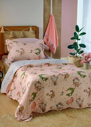 Rovi Home - Kit Cobre Leito Casual Kids Casal Rosa - ROVI HOME