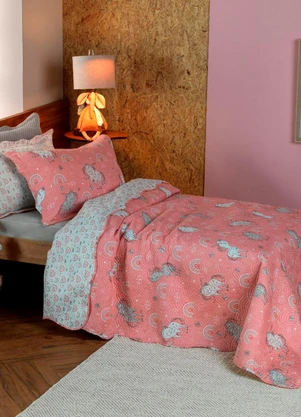 Rovi Home - Kit Cobre Leito Casual Kids Casal Rosa - ROVI HOME