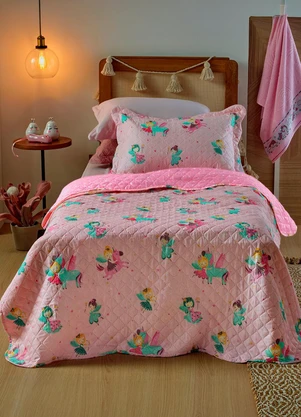 Rovi Home - Kit Cobre Leito Casual Kids Casal Rosa - ROVI HOME