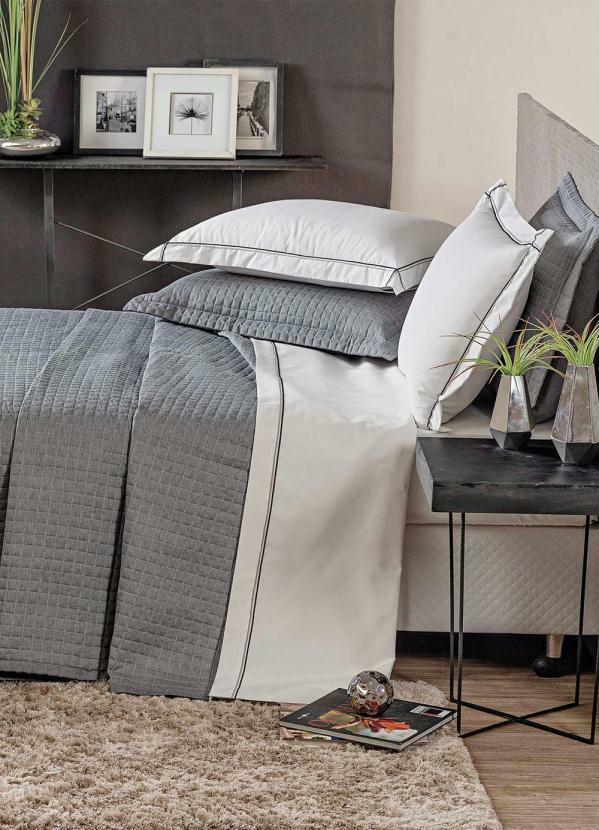 Lar e Lazer - Enxoval 180 Fios Cinza Queen 7 Peças 2