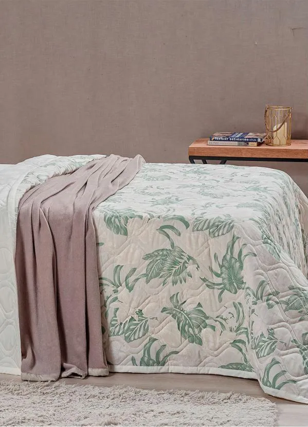 Lar e Lazer - Enxoval 180 Fios Floral Verde Queen 6 Peças 2