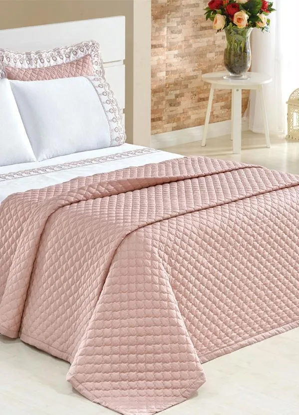 Lar e Lazer - Enxoval 180 Fios Rosa Queen 7 Peças 2