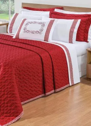 Lar e Lazer - Enxoval Vermelho Queen 8 Peças - LAR E LAZER