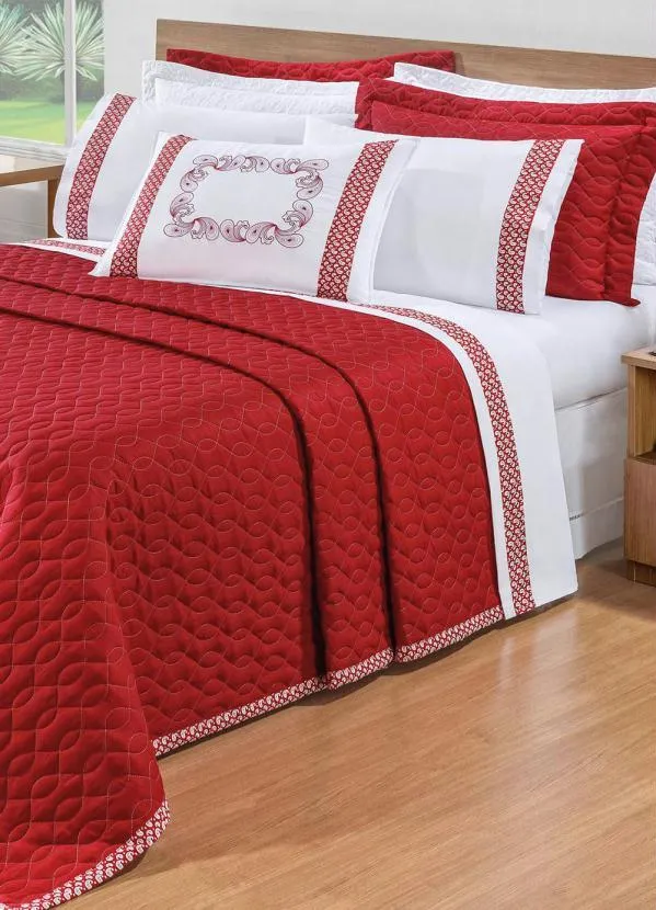 Lar e Lazer - Enxoval Vermelho Queen 8 Peças