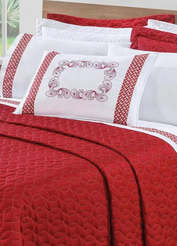 Lar e Lazer - Enxoval Vermelho Queen 8 Peças 4
