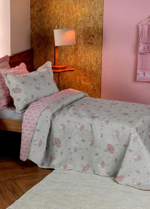 Rovi Home - Kit Cobre Leito Casual Kids Solteiro Cinza - ROVI HOME