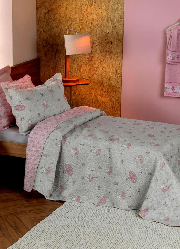 Rovi Home - Kit Cobre Leito Casual Kids Solteiro Cinza