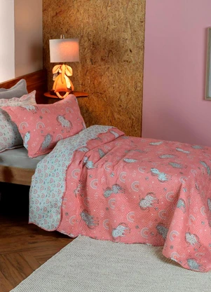 Rovi Home - Kit Cobre Leito Casual Kids Solteiro Rosa - ROVI HOME