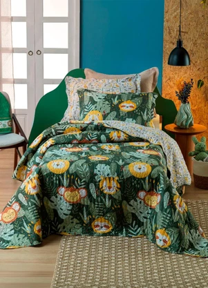 Rovi Home - Kit Cobre Leito Casual Kids Solteiro Verde - ROVI HOME