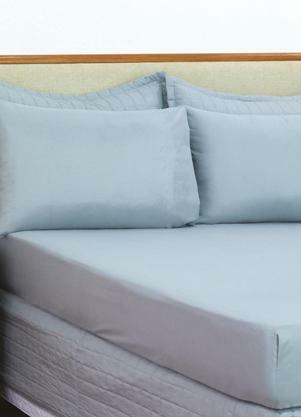 Jogo de Lenol Microfibra Solteiro 2 Peas (Cinza)