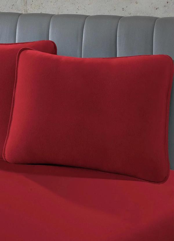 Lar e Lazer - Lençol Malha com Elástico Vermelho Solteiro 2