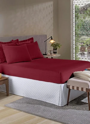 Hedrons - Lençol Plush com Elástico Vinho Solteiro - HEDRONS