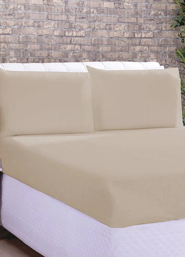 Lar e Lazer - Jogo de Lençol Microfibra Casal 3 Peças Avelã 2