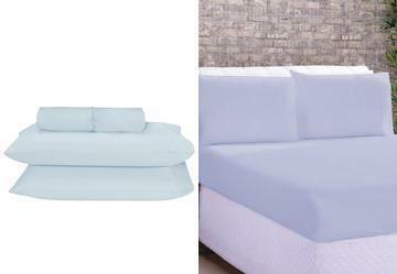 Jogo de Lenol Microfibra Casal 3 Peas Azul