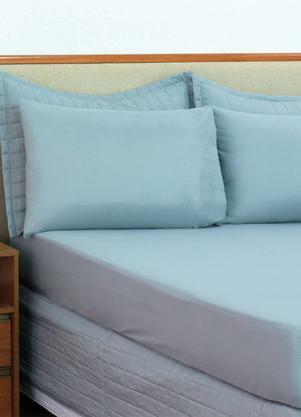 Jogo de Lenol Microfibra Casal 3 Peas (Cinza)