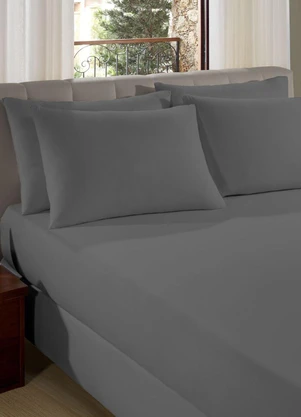 Rovi Home - Lençol Casal Premium Fio Penteado Liso Cinza - ROVI HOME