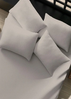 Portallar - Lençol Malha com Elástico Poá Caqui Casal - PORTALLAR