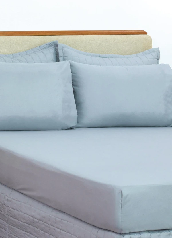 Lar e Lazer - Jogo de Lençol Microfibra Queen 3 Peças Cinza